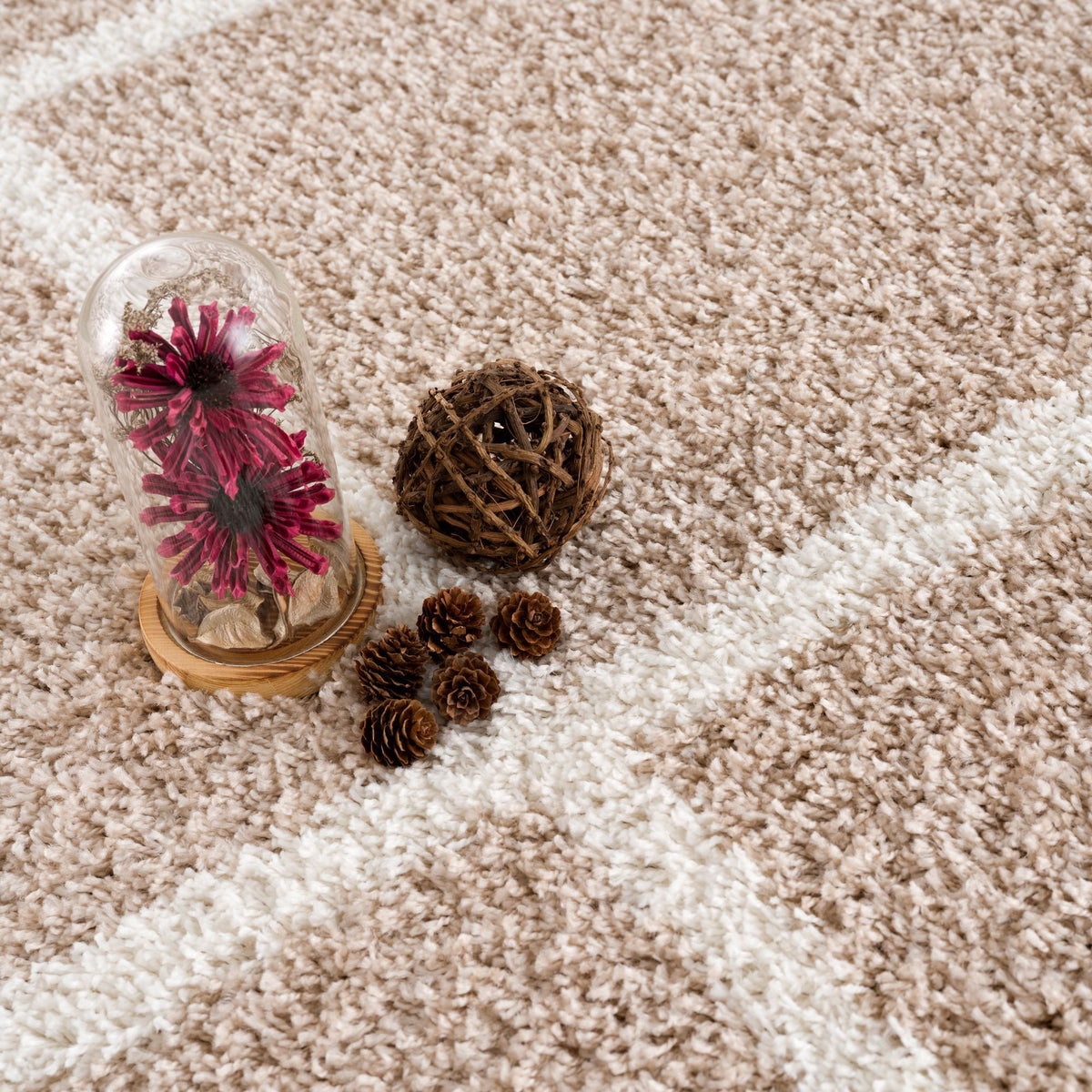 Madrid Beige – Runder Hochflor Teppich