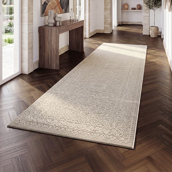 Sign | Beige | Kurzflorteppich mit floralem Orientdesign