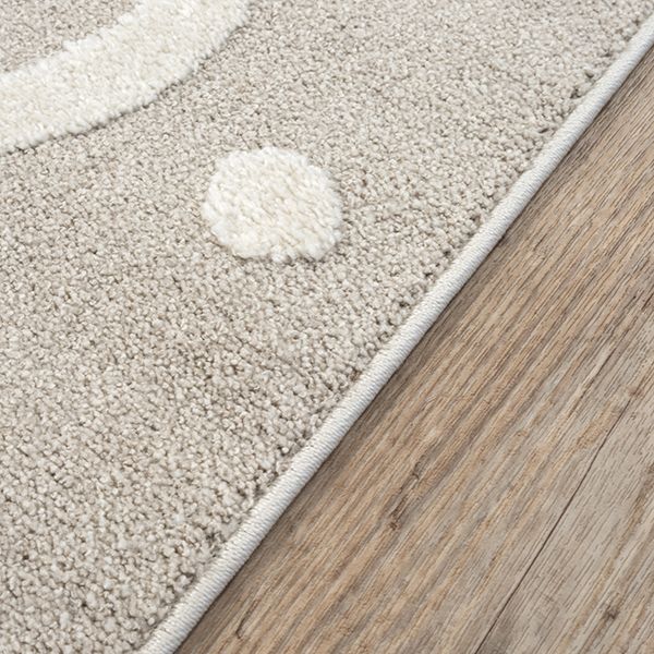 Elio Kids Kinderteppich Rund Beige – Hoch-Tief Effekt mit Löwen Muster