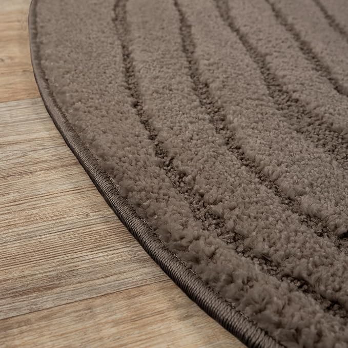 Elio Designer Teppich Hoch-Tief Effekt, 2325 80-Brown-rund