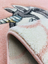 Lade das Bild in den Galerie-Viewer, Kinderteppich Einhorn Herzen Gestreift Mädchen