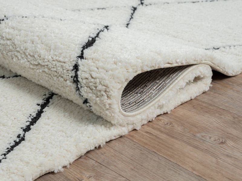 Ideal Shaggy Hochflorteppich 80260 390 White Black – Rund