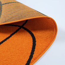 Lade das Bild in den Galerie-Viewer, Sound – runder Kinderteppich mit 3D-Basketball-Motiv in orange/schwarz