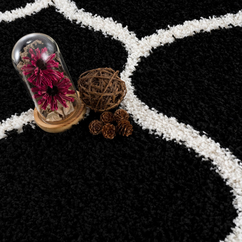 Madrid Schwarz – Runder Hochflor Teppich