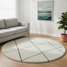 Bild im Galerie-Viewer laden (Ideal Shaggy Hochflorteppich 80260 390 White Black – Rund)