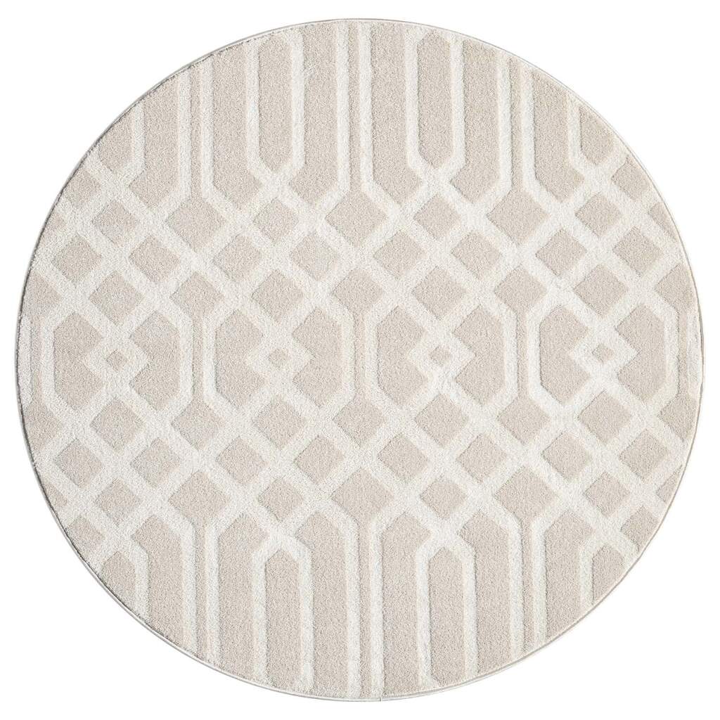 Kurzflor Teppich Flair 138 Beige – Rund