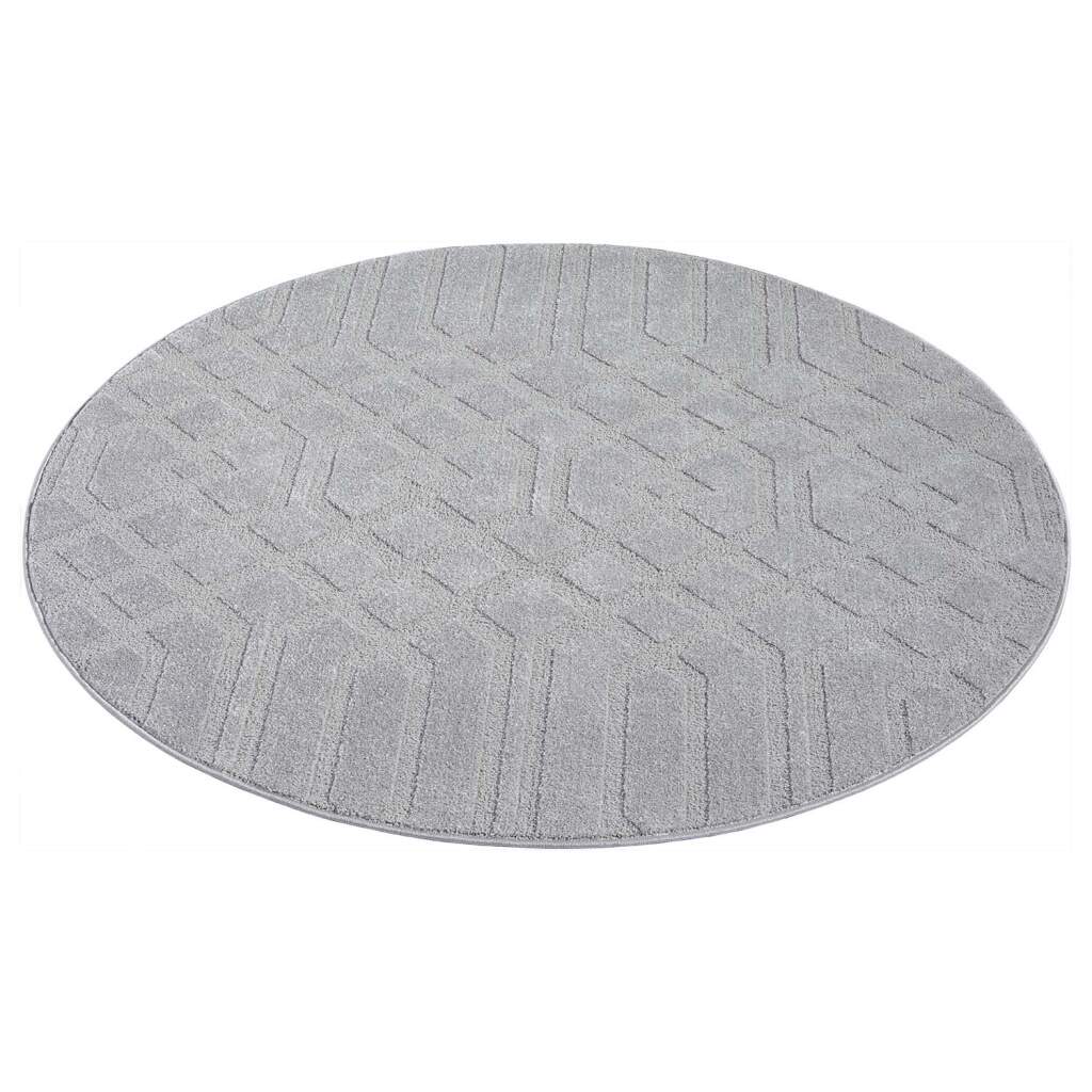 Kurzflor Teppich Flair 138 Grau – Rund
