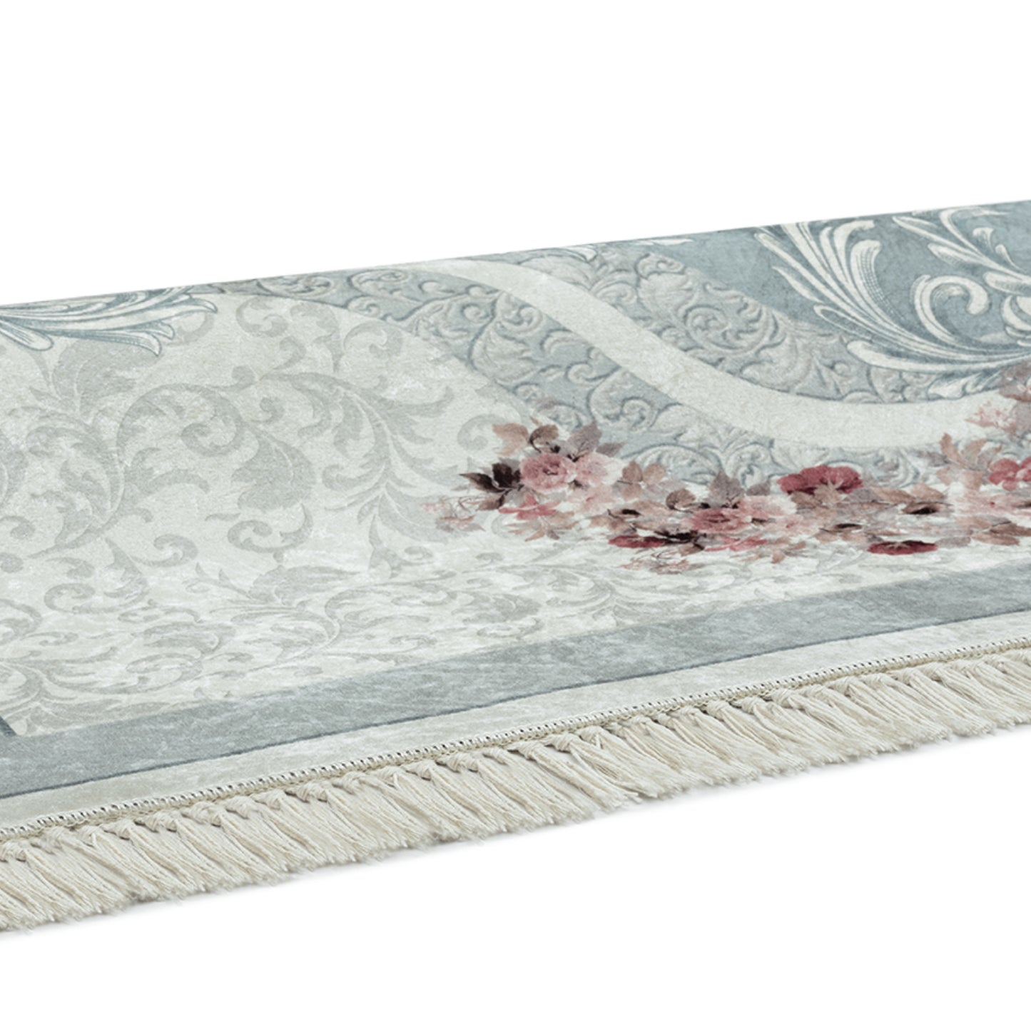 Waschbarer Teppich Sunshine 1055 blau mit Fransen
