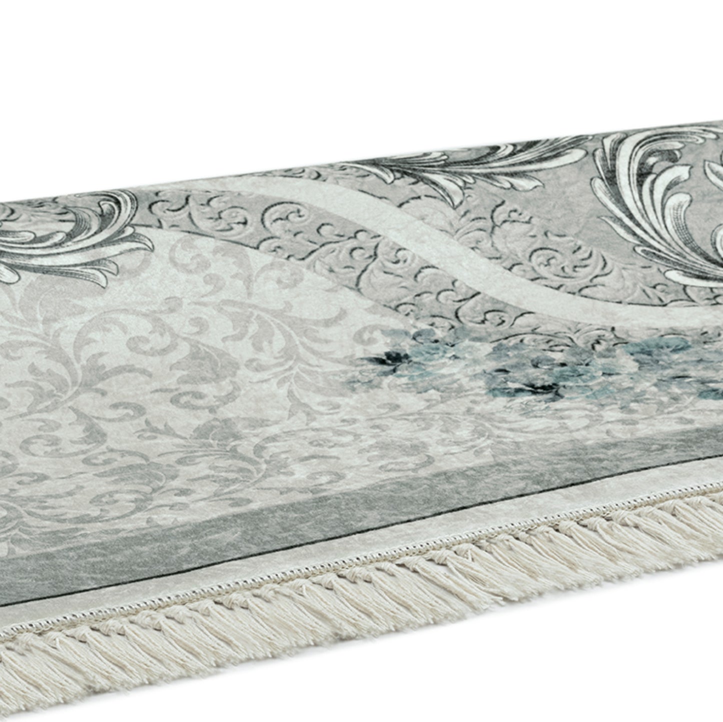 Waschbarer Teppich Sunshine 1055 grau mit Fransen