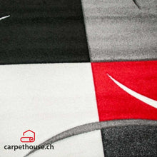 Lade das Bild in den Galerie-Viewer, Designer Teppich Diamond Karo Rot Schwarz