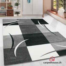 Lade das Bild in den Galerie-Viewer, Designer Teppich Diamond Karo Grau Schwarz
