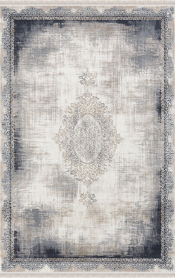 Teppich Rodin 19770 35-Blue,rechteckig, Vintage, Orient, Kurzflor mit Fransen