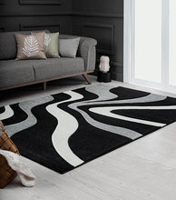 Lade das Bild in den Galerie-Viewer, Diamond Designer Teppich Welle Schwarz
