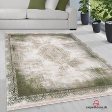 Lade das Bild in den Galerie-Viewer, Teppich Rodin 19770 40-Green, rechteckig, Vintage, Orient, Kurzflor mit Fransen