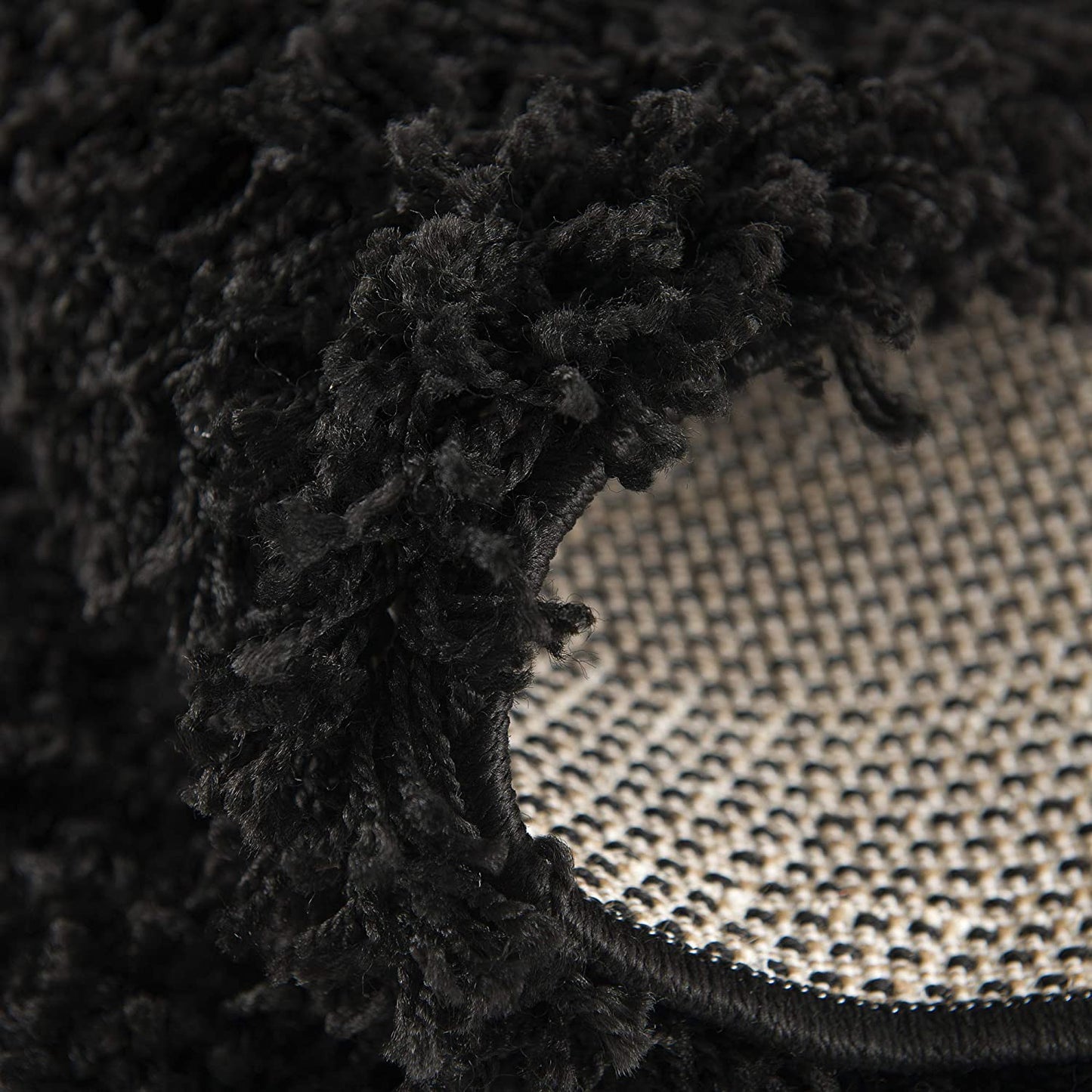 Loca New | Schwarz | Hochflorteppich | rund