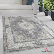 Lade das Bild in den Galerie-Viewer, Waschbarer Flachwebeteppich Edessa 1306 Grey Beige