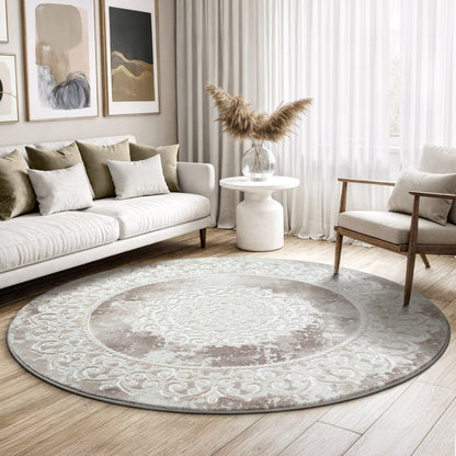 Harmony | Beige | Kurzflorteppich | rund