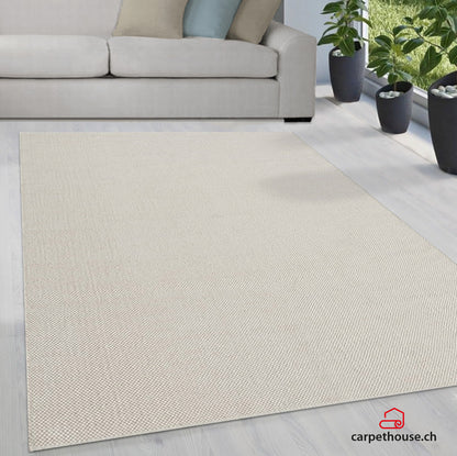 Stockholm Boho Natur handgewebter Wollteppich, 1050 60-Cream