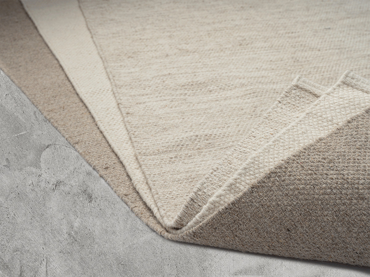 Stockholm Boho Natur handgewebter Wollteppich, 1050 70-Cream Beige