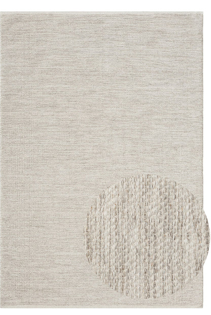 Stockholm Boho Natur handgewebter Wollteppich, 1050 70-Cream Beige