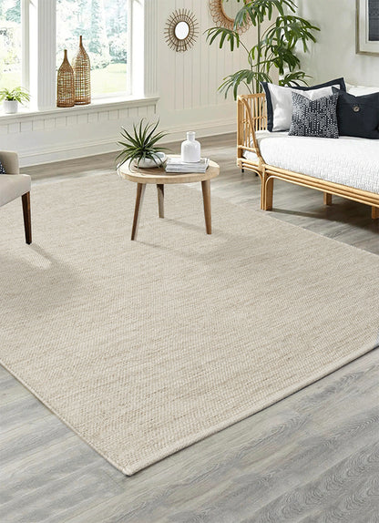 Stockholm Boho Natur handgewebter Wollteppich, 1050 70-Cream Beige