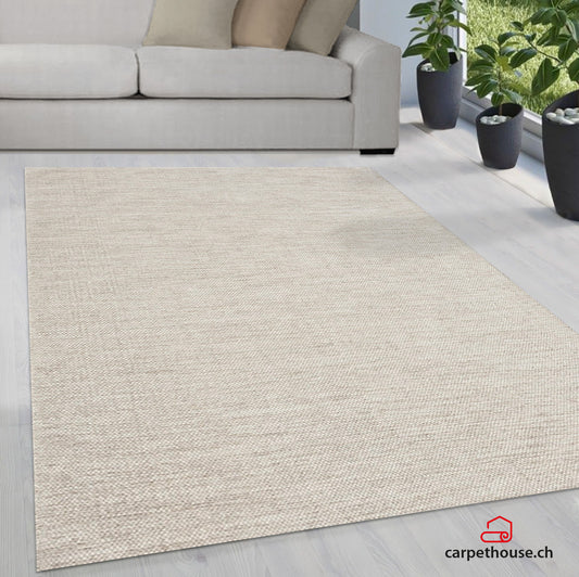 Stockholm Boho Natur handgewebter Wollteppich, 1050 70-Cream Beige