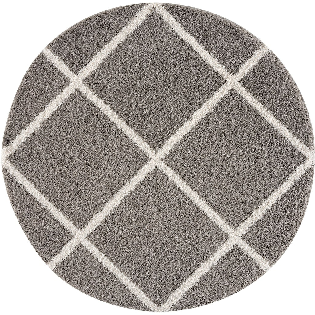 Madrid Hellgrau – Runder Hochflor Teppich