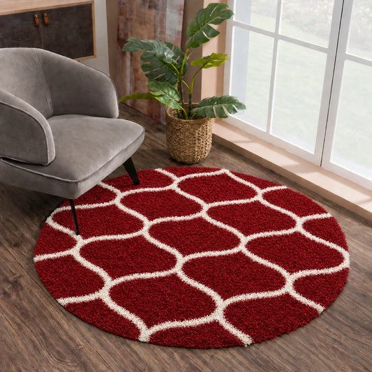 Madrid Rot – Runder Hochflor Teppich