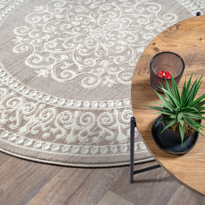 Harmony | Beige | Kurzflorteppich | rund