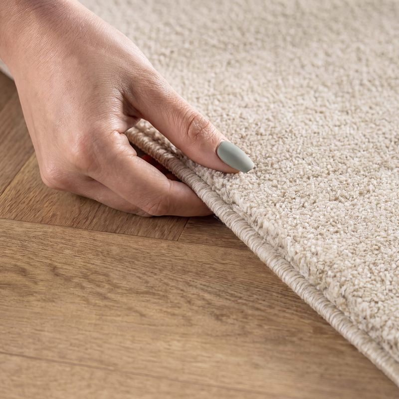 Nobu Beige – Runder Teppich in Wolloptik