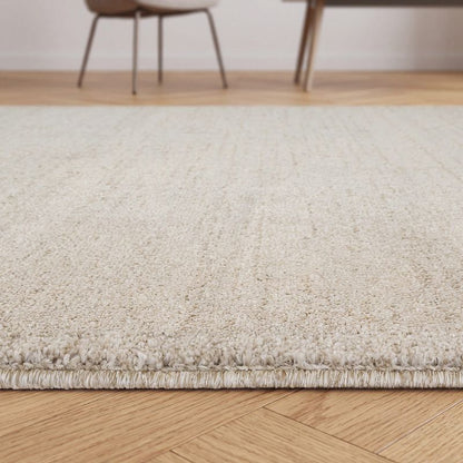Nobu Beige – Runder Teppich in Wolloptik