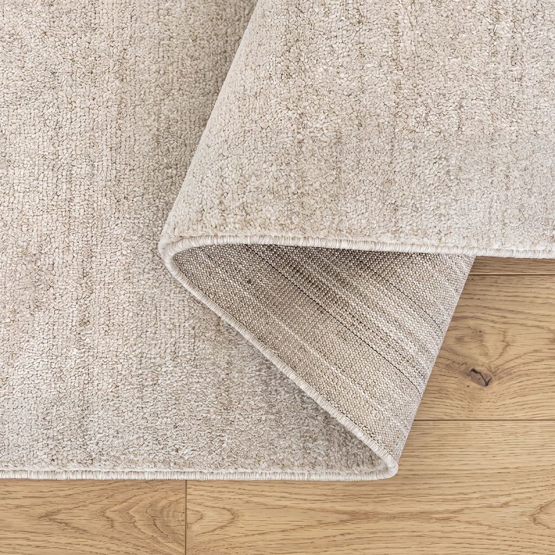 Nobu Beige – Runder Teppich in Wolloptik