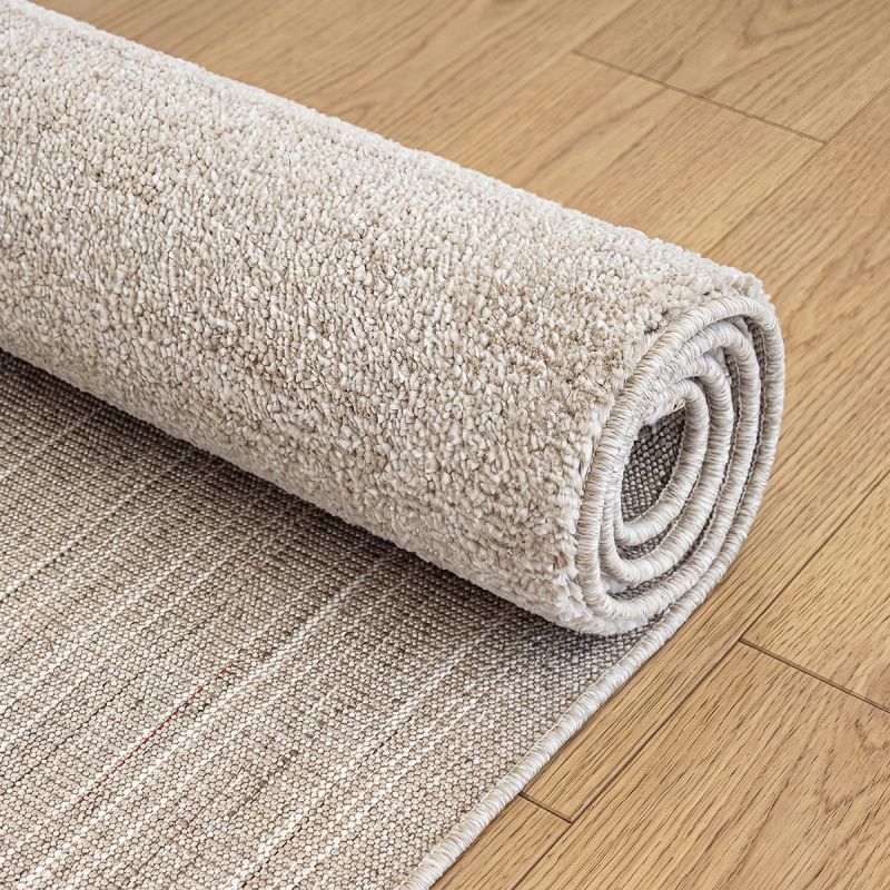 Nobu Beige – Runder Teppich in Wolloptik