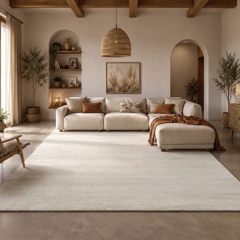 Nobu – Moderner Teppich in Wolloptik-Beige