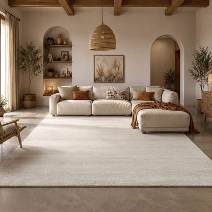 Nobu – Moderner Teppich in Wolloptik-Beige