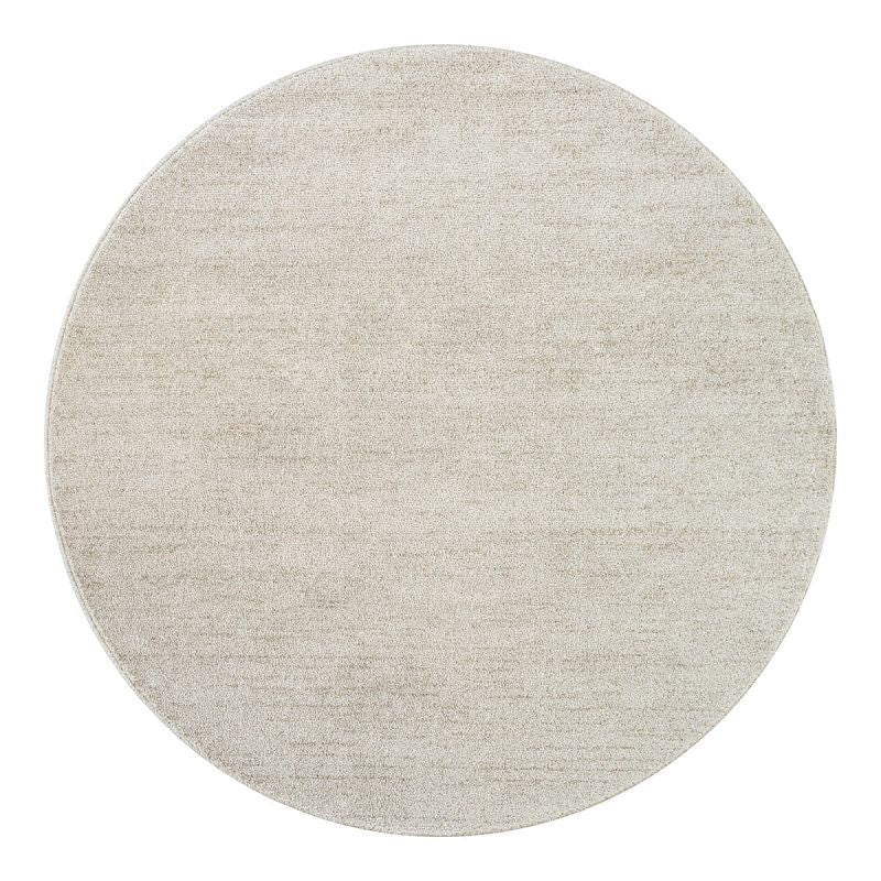 Nobu Beige – Runder Teppich in Wolloptik
