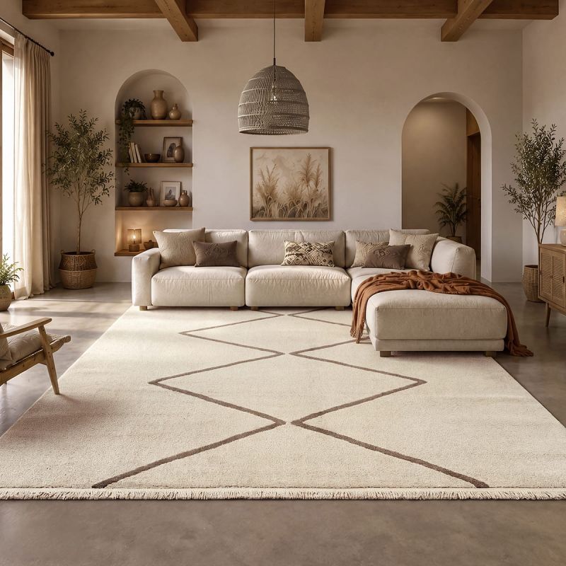 Nobu – Moderner Teppich in Wolloptik-Beige