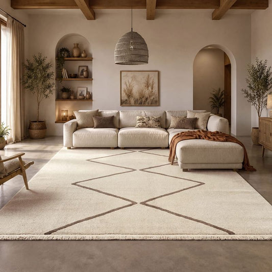 Nobu – Moderner Teppich in Wolloptik-Beige
