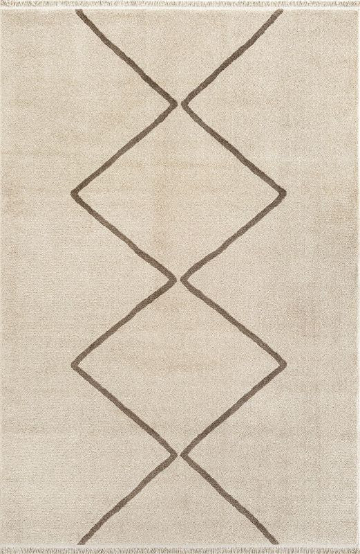 Nobu – Moderner Teppich in Wolloptik-Beige
