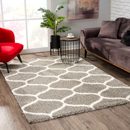 Madrid Hellgrau – Hochflor Teppich