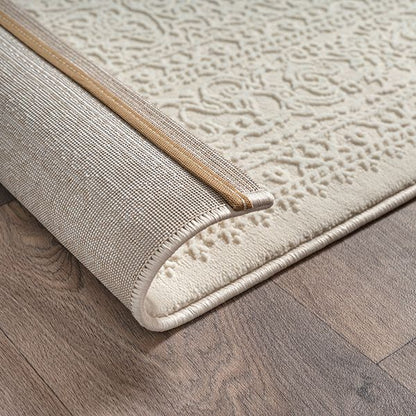 Sign | Cream | Kurzflorteppich mit floralem Orientdesign