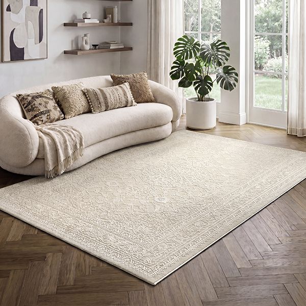Sign | Cream | Kurzflorteppich mit floralem Orientdesign