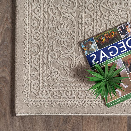 Sign | Beige | Kurzflorteppich mit floralem Orientdesign