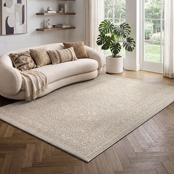 Sign | Beige | Kurzflorteppich mit floralem Orientdesign