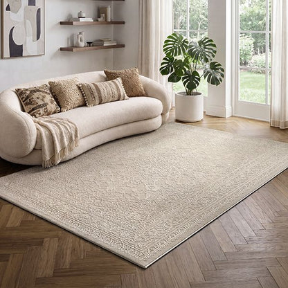 Sign | Beige | Kurzflorteppich mit floralem Orientdesign