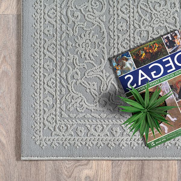 Sign | Grau | Kurzflorteppich mit floralem Orientdesign