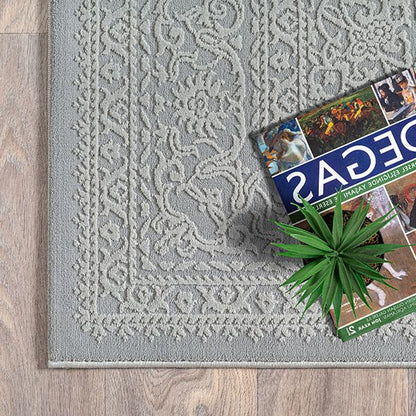 Sign | Grau | Kurzflorteppich mit floralem Orientdesign