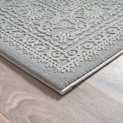 Sign | Grau | Kurzflorteppich mit floralem Orientdesign