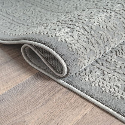 Sign | Grau | Kurzflorteppich mit floralem Orientdesign