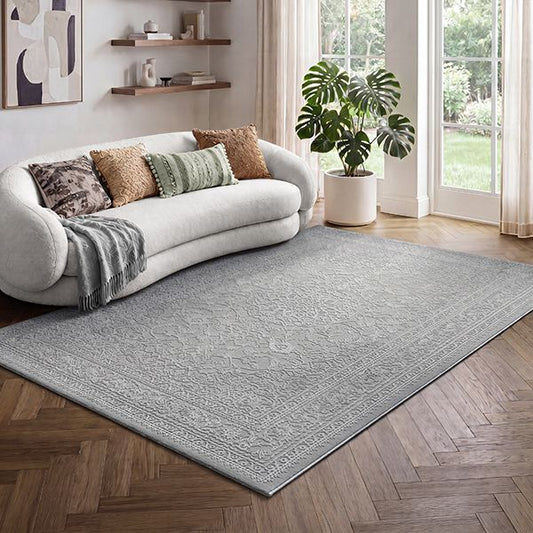 Sign | Grau | Kurzflorteppich mit floralem Orientdesign